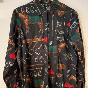 Ralph Lauren Black and Green Equestrian Shirt